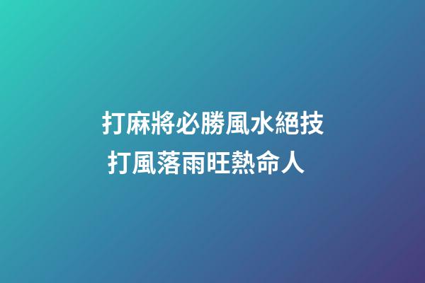 打麻將必勝風水絕技 打風落雨旺熱命人